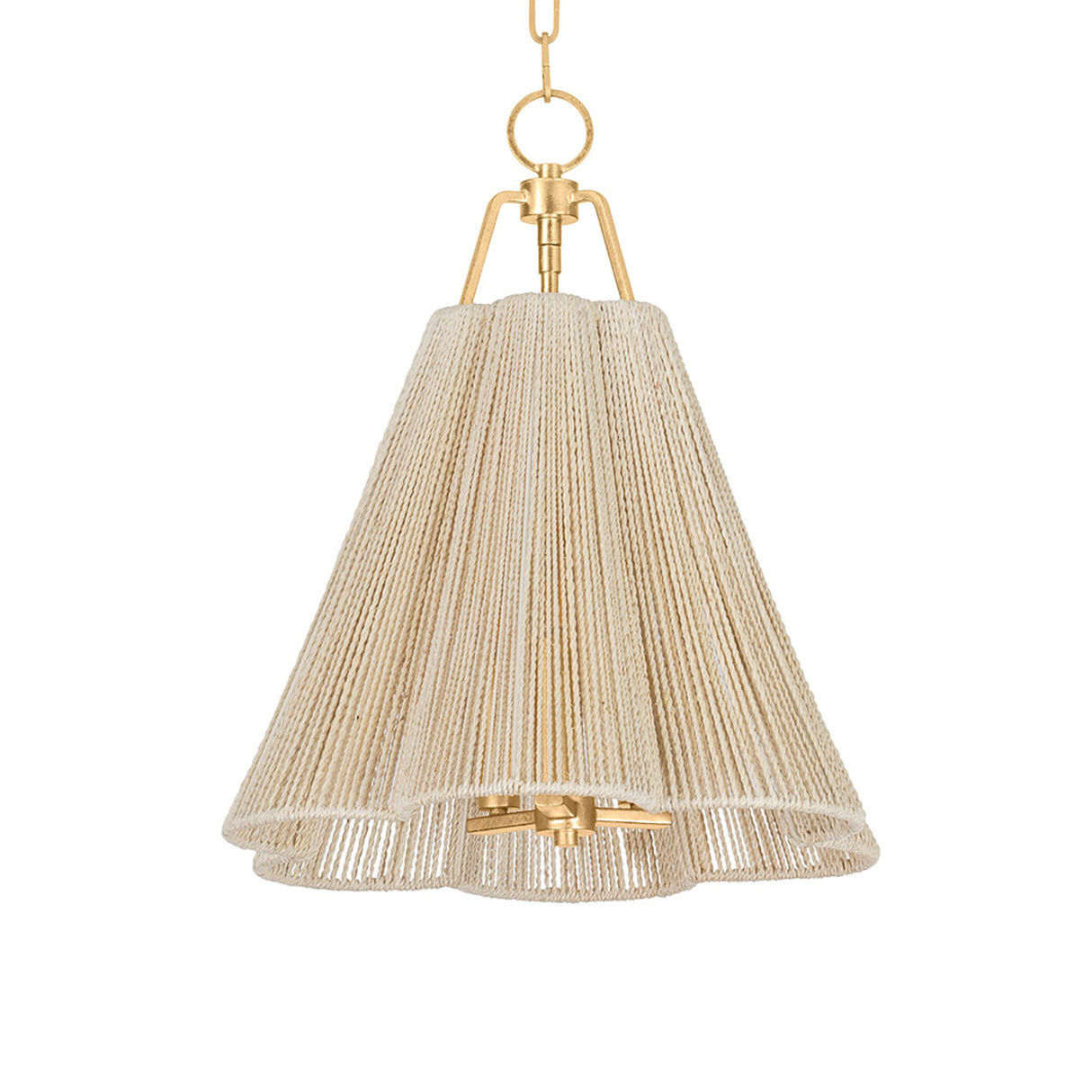 Birdie Medium Pendant 18", Gold Leaf and Natural Rope