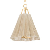 Birdie Medium Pendant 18", Gold Leaf and Natural Rope