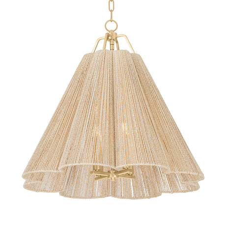 Birdie Large Pendant 28", Gold Leaf and Natural Rope