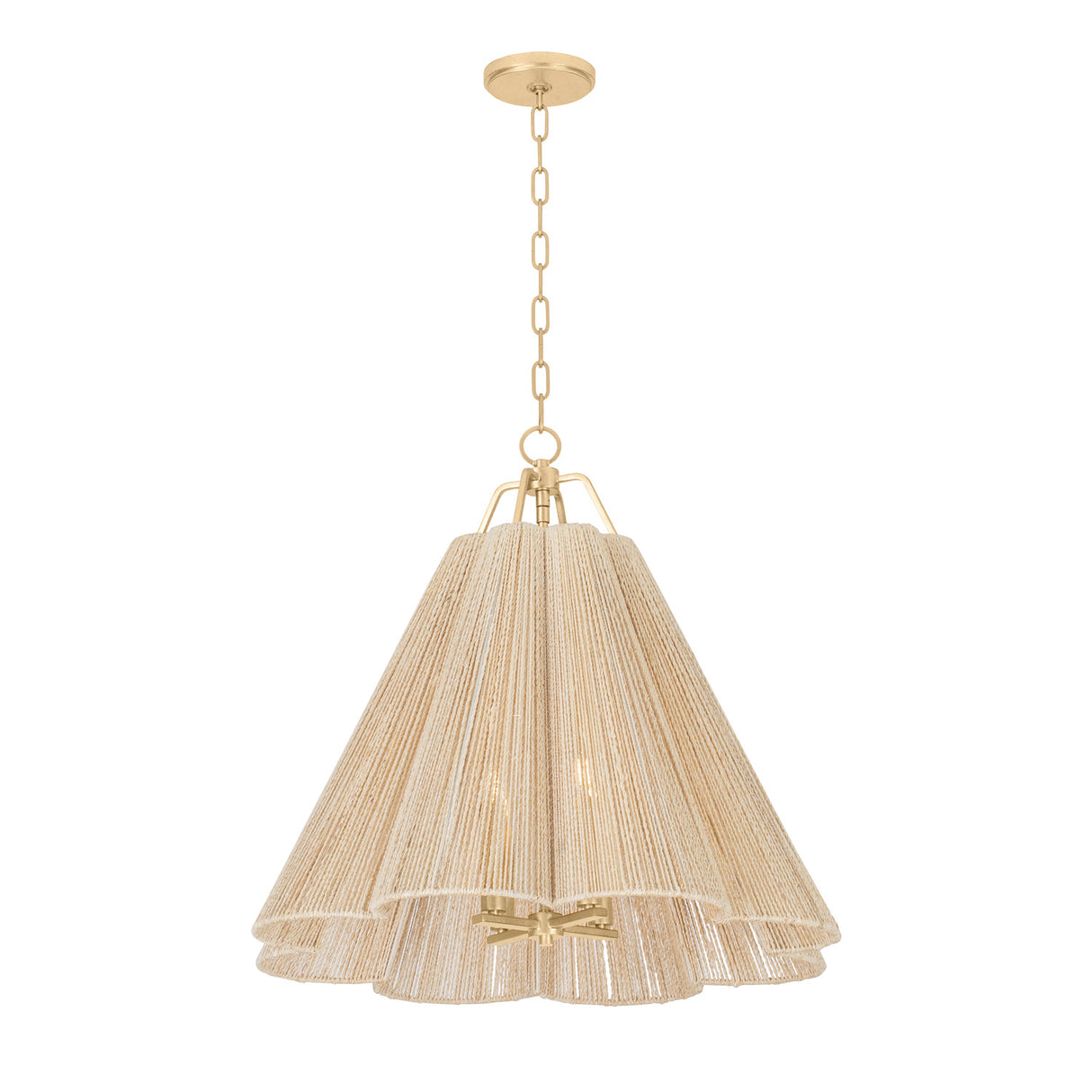 Birdie Large Pendant 28", Gold Leaf and Natural Rope