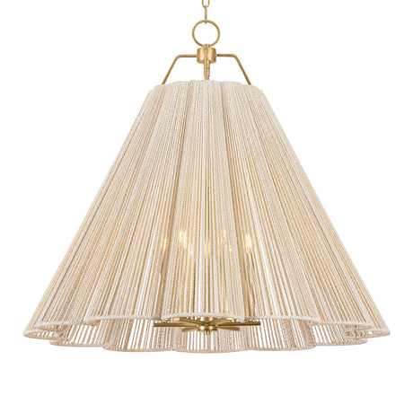 Birdie Extra Large Pendant 37", Gold Leaf and Natural Rope