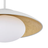 Vera Large Pendant 21", White and Gold Leaf