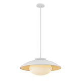 Vera Large Pendant 21", White and Gold Leaf