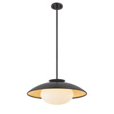 Vera Large Pendant 21", Black and Gold Leaf