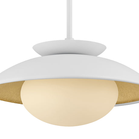 Vera Medium Pendant 14", White and Gold Leaf
