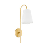 Basil Wall Sconce 19", Aged Brass with White Shade