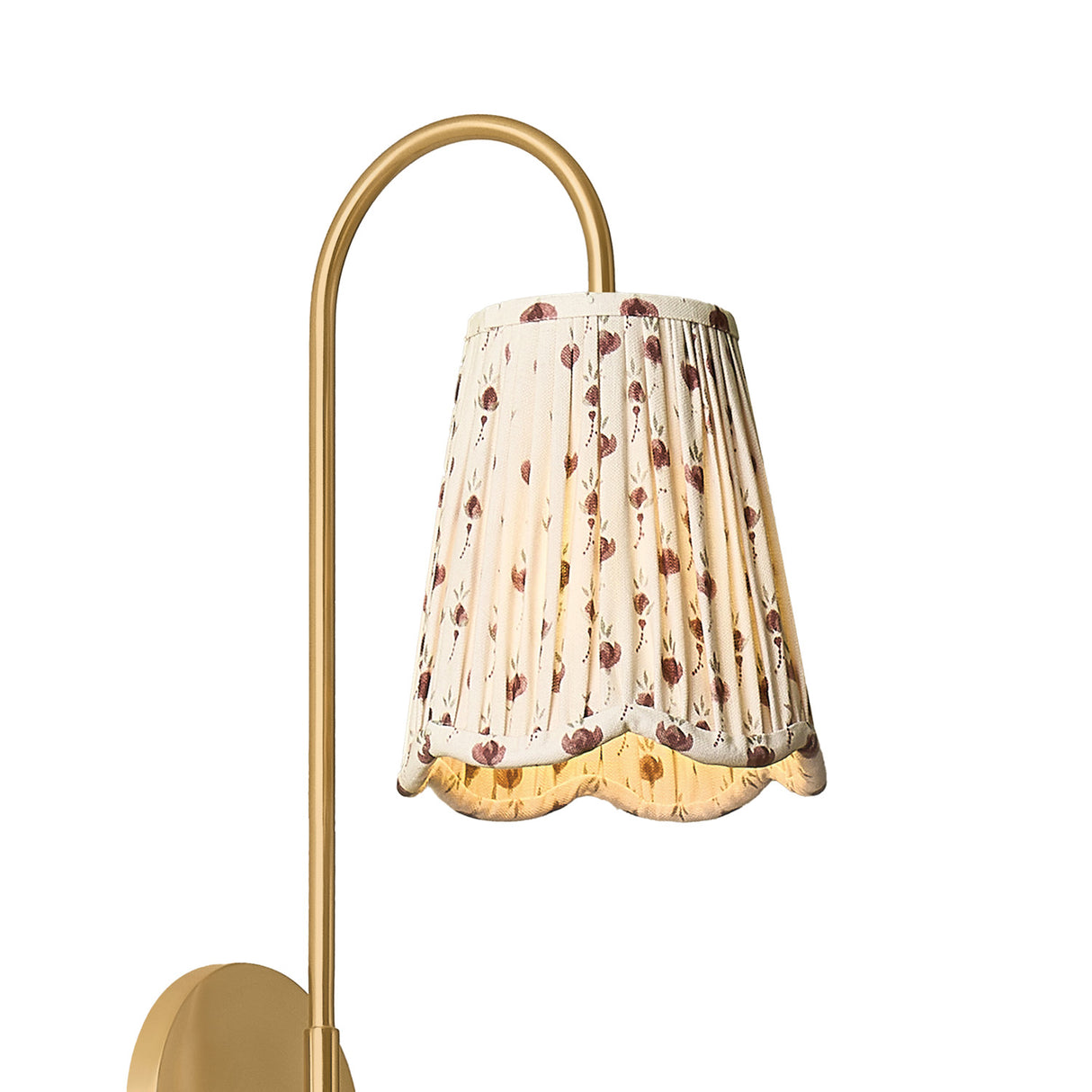 Basil Wall Sconce 19", Aged Brass with Red Primrose Printed Shade