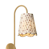 Basil Wall Sconce 19", Aged Brass with Red Primrose Printed Shade