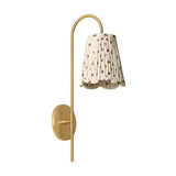 Basil Wall Sconce 19", Aged Brass with Red Primrose Printed Shade