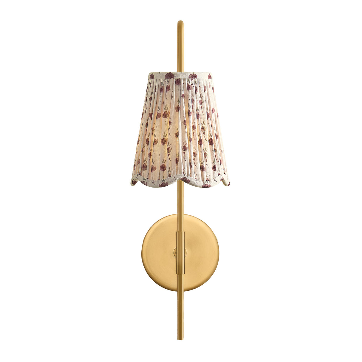 Basil Wall Sconce 19", Aged Brass with Red Primrose Printed Shade