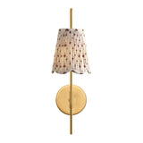 Basil Wall Sconce 19", Aged Brass with Red Primrose Printed Shade