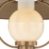 Leonel Medium Pendant 20", Patina Brass and Seeded Cloud Glass