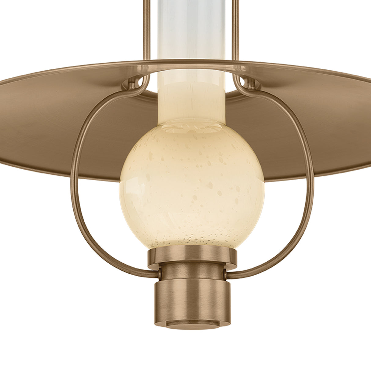 Leonel Medium Pendant 20", Patina Brass and Seeded Cloud Glass