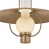 Leonel Medium Pendant 20", Patina Brass and Seeded Cloud Glass