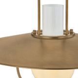 Leonel Medium Pendant 20", Patina Brass and Seeded Cloud Glass
