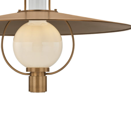 Leonel Large Pendant 30", Patina Brass and Seeded Cloud Glass
