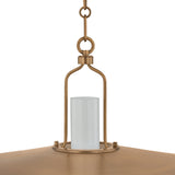 Leonel Large Pendant 30", Patina Brass and Seeded Cloud Glass