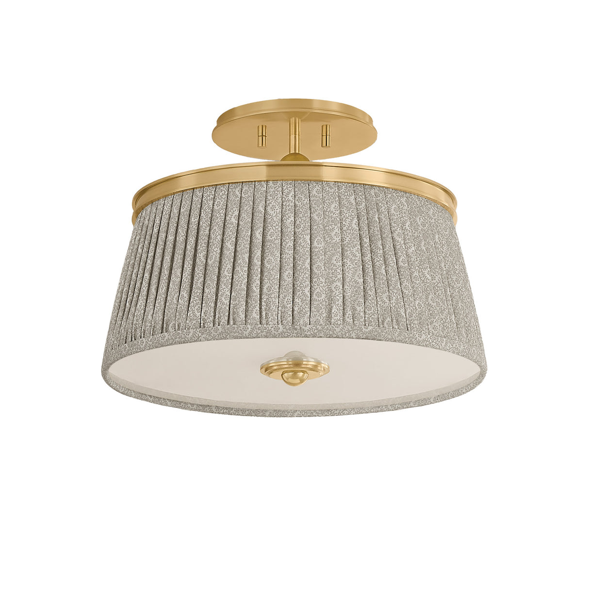 Wilma Semi-Flush 16", Aged Brass and Taupe Print