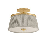 Wilma Semi-Flush 16", Aged Brass and Taupe Print