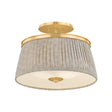 Wilma Semi-Flush 16", Aged Brass and Taupe Print