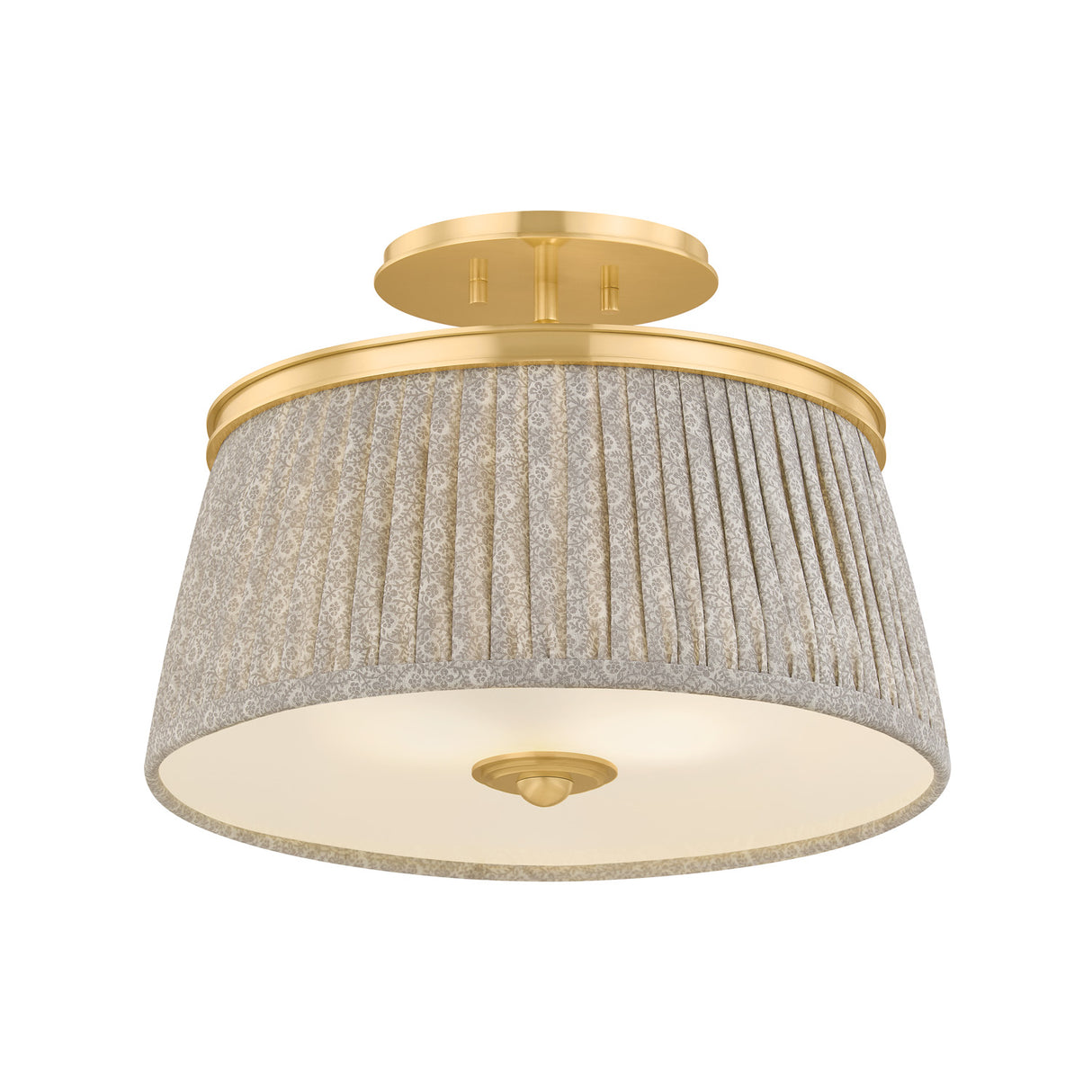 Wilma Semi-Flush 16", Aged Brass and Taupe Print