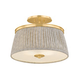 Wilma Semi-Flush 16", Aged Brass and Taupe Print