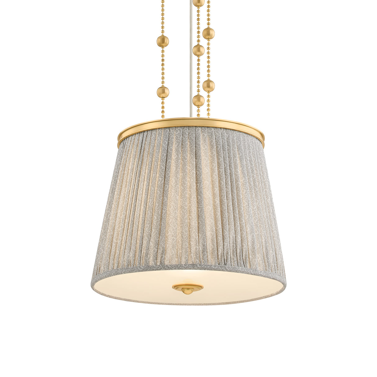 Wilma Medium Pendant 18", Aged Brass and Taupe Print