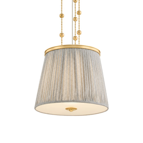 Wilma Medium Pendant 18", Aged Brass and Taupe Print