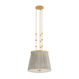 Wilma Medium Pendant 18", Aged Brass and Taupe Print