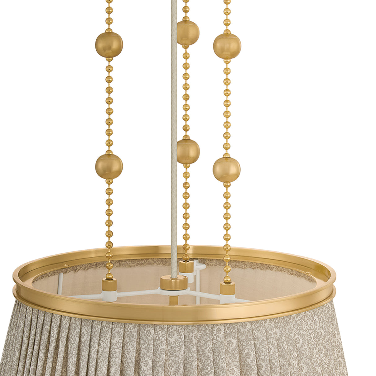 Wilma Medium Pendant 18", Aged Brass and Taupe Print