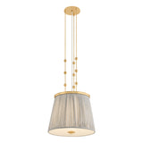 Wilma Medium Pendant 18", Aged Brass and Taupe Print