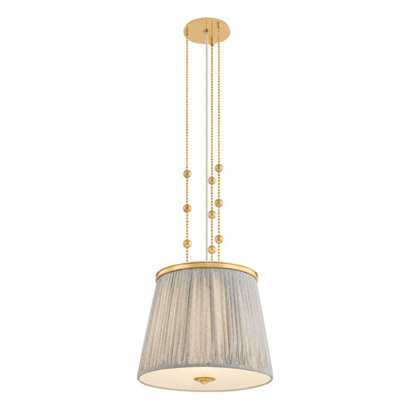 Wilma Medium Pendant 18", Aged Brass and Taupe Print