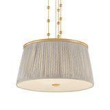 Wilma Large Pendant 28", Aged Brass and Taupe Print