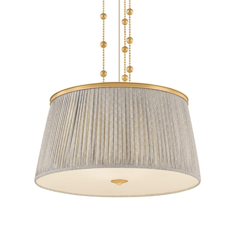 Wilma Large Pendant 28", Aged Brass and Taupe Print