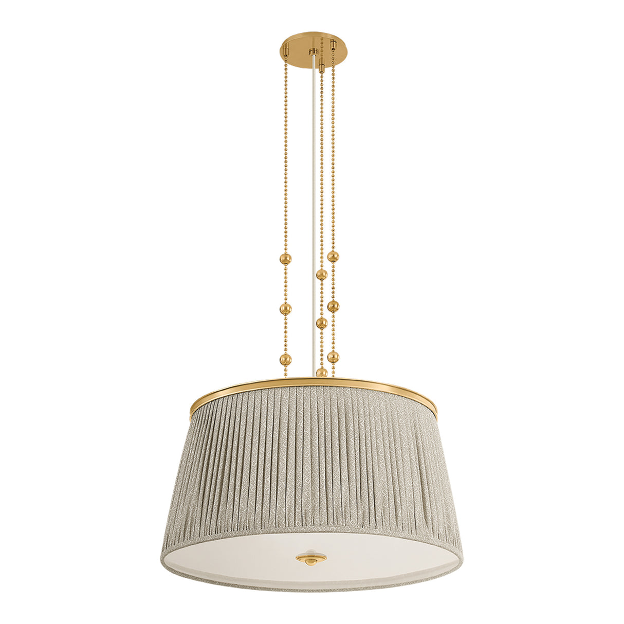 Wilma Large Pendant 28", Aged Brass and Taupe Print