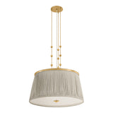 Wilma Large Pendant 28", Aged Brass and Taupe Print