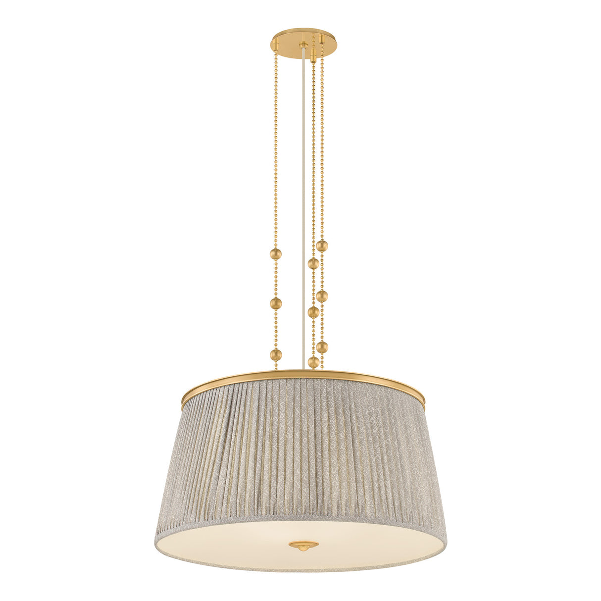 Wilma Large Pendant 28", Aged Brass and Taupe Print