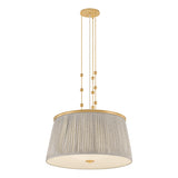 Wilma Large Pendant 28", Aged Brass and Taupe Print