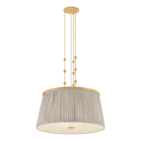 Wilma Large Pendant 28", Aged Brass and Taupe Print