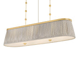 Wilma Linear Pendant 49", Aged Brass and Taupe Print