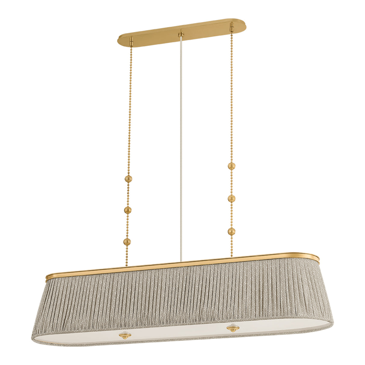 Wilma Linear Pendant 49", Aged Brass and Taupe Print