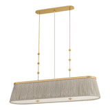 Wilma Linear Pendant 49", Aged Brass and Taupe Print