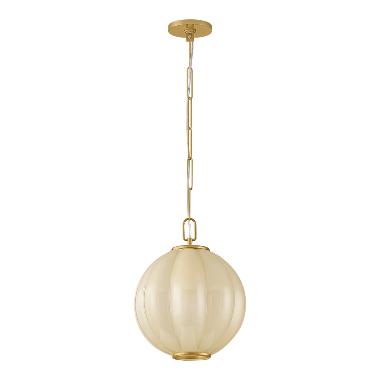 Livia Small Pendant 12", Aged Brass and Buttermilk Glass