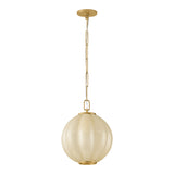 Livia Small Pendant 12", Aged Brass and Buttermilk Glass