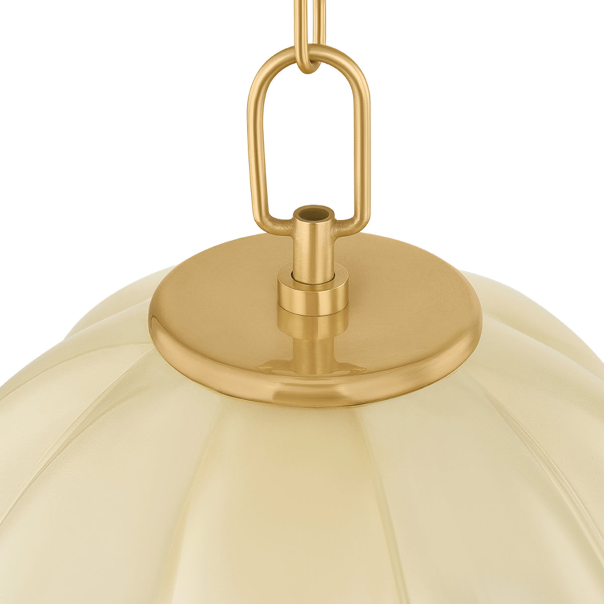 Livia Small Pendant 12", Aged Brass and Buttermilk Glass