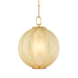 Livia Small Pendant 12", Aged Brass and Buttermilk Glass