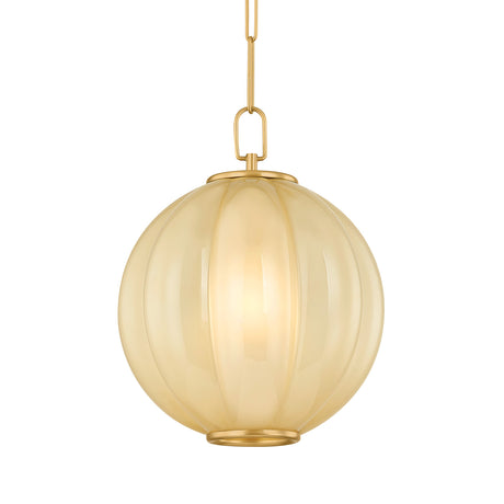 Livia Small Pendant 12", Aged Brass and Buttermilk Glass