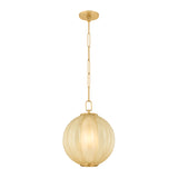 Livia Small Pendant 12", Aged Brass and Buttermilk Glass