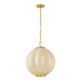 Livia Medium Pendant 16", Aged Brass and Buttermilk Glass