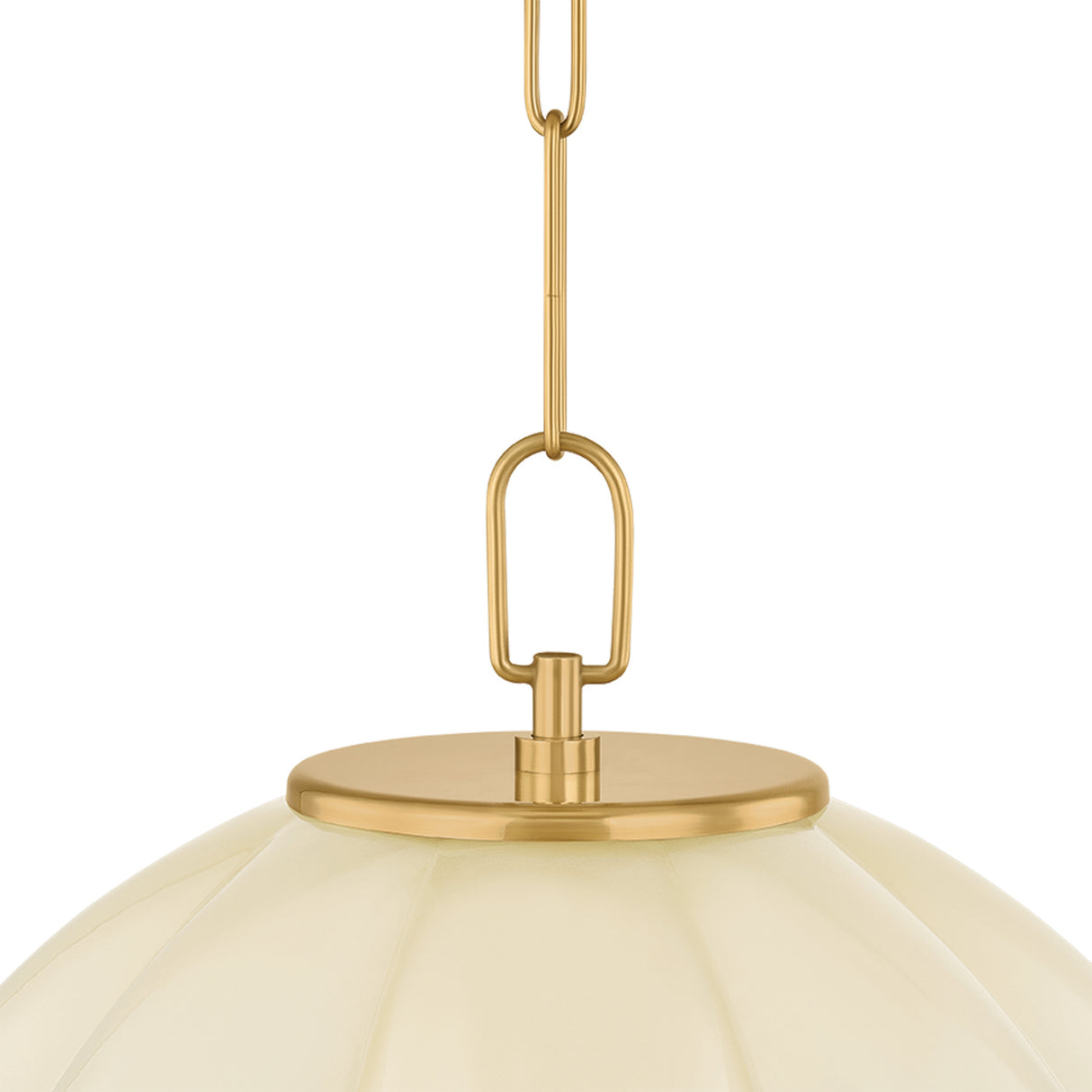 Livia Medium Pendant 16", Aged Brass and Buttermilk Glass